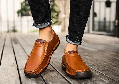 New Fashion Men Casual Shoes Handmade Leather Loafers Comfortable Men's Shoes Quality Split Leather Flat Driving Shoes Size 48