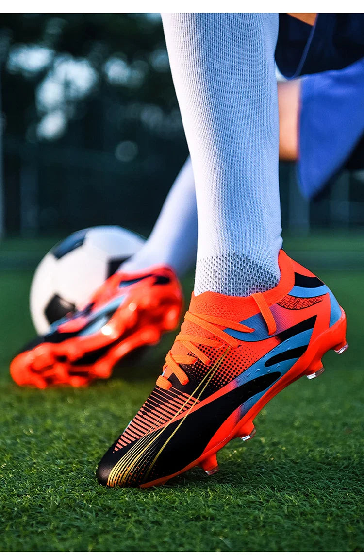 Professional Long Spikes Football Field Cleats Men Women Trend Pink Soccer Shoes Society Man Trainers Futsal Sneakers Size 33-46