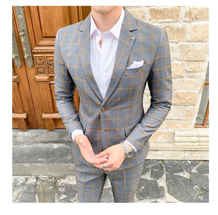 High-Quality Large Size Men's Wedding Suit 5XL S-Fourth Quarter 2024 Fashion Handsome Two-Piece Acetate Set (Suit + Trousers)