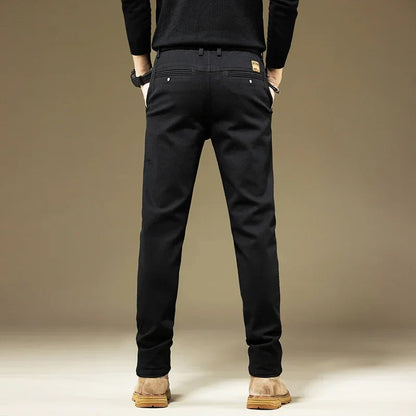 Men's Pants Casual Cotton Solid Color Spring Autumn Straight Business Work Pants High Quality Fashion Black Grey Trousers