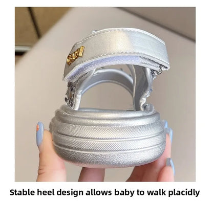 Summer Children's Sandals Sequins Thick Soled Girls Causal Princess Open-toe Sandals Fashion Non-slip Kids Beach Shoes Versatile