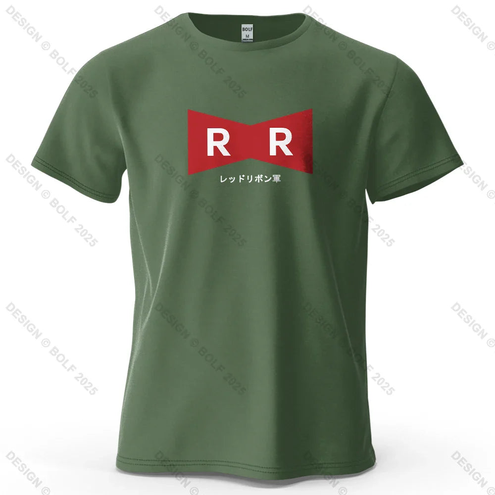 Red Ribbon Army Printed Men's T-Shirt 100% Cotton Oversized Anime Graphic Tees for Women Tops Tees Casual Streetwear