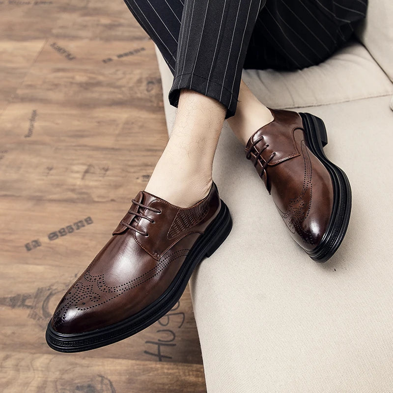 High Quality Mens Shoes 2026 New British Style High-End Leather Shoes Formal Business Wedding Groom Derby Shoes Hot Selling Shoe