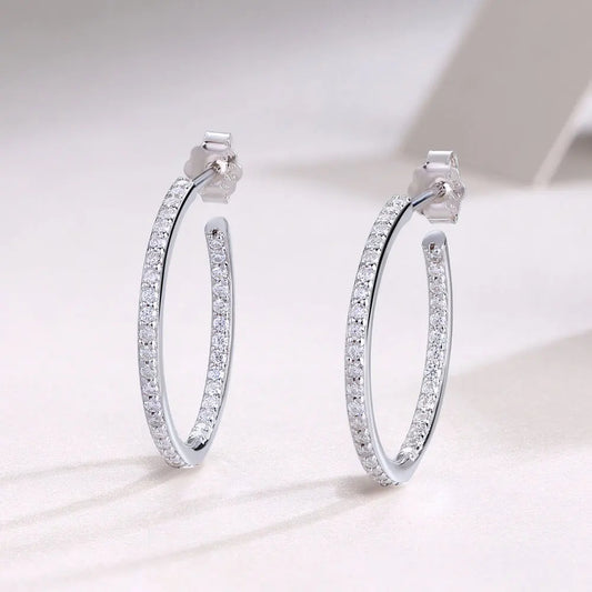 1.5mm D Color Moissanite Hoop Earrings for Women Wedding Party Jewelry with GRA Certified s925 Sterling Silver Earring