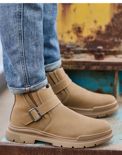 Unisex Steel Toe Waterproof Safety Boots Rubber Sole Anti-smash Anti-puncture Non-slip Durable Work Shoes Comfort Breathability.