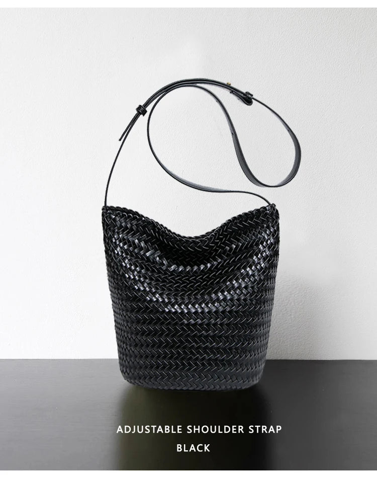 luxury woman handbagNew high end Hand-woven genuine leather women's bag large capacity shoulder tote bag underarm bag bucket bag