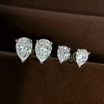 Certified Water Drop Moissanite Stud Earrings for Women Men 0.5/1/2/4CT 925 Silver Solitaire Pear Cut Lab Diamond Ear Studs