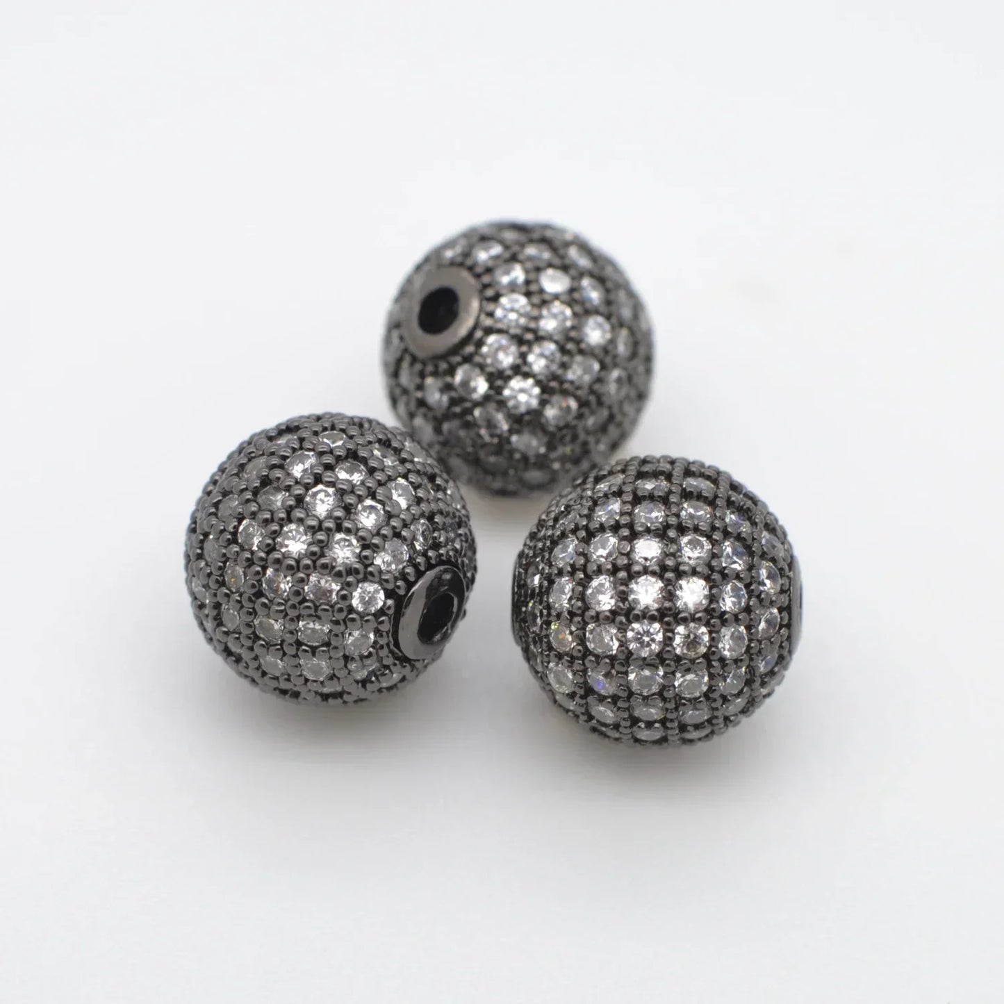 Beads for Jewelry Making Gold Silver Color Accessories Paved Zircon Spacer Bead String Beaded Diy Necklace Bracelet Chain Charms