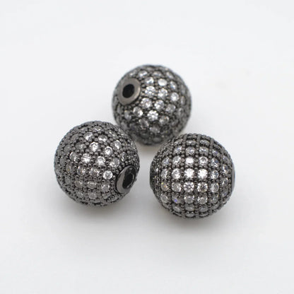 Beads for Jewelry Making Gold Silver Color Accessories Paved Zircon Spacer Bead String Beaded Diy Necklace Bracelet Chain Charms