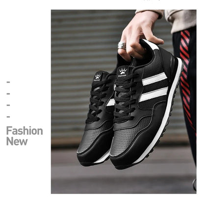 High Quality Men's Vulcanized Sneakers Leather Casual Shoes Breathable Mesh Men Tennis Shoes Male Flat Shoe Zapatillas Hombre