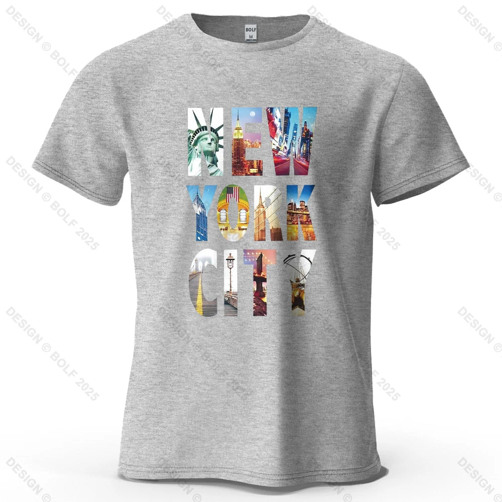 NYC Vibes Printed Men's T-Shirt 100% Cotton Oversized Urban Trendy Graphic Tees for Women Tops Tees Casual Streetwear