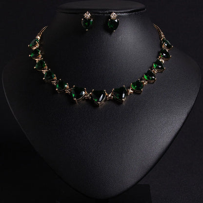 Niche New Style Pink Love Gemstone Pendant Earrings and Necklace for Women, High-End Designed Jewelry