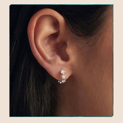 Moissanite Chain Hoop Earrings for Women, D Color Lab Diamond 925 Sterling Silver Hypoallergenic Round Huggies Earrings