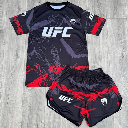 Top UFC Boxing Set Men Women's Oversized Breathable Speed Drying Sports Set MMA Fighting Training Running Short Sleeved Shorts