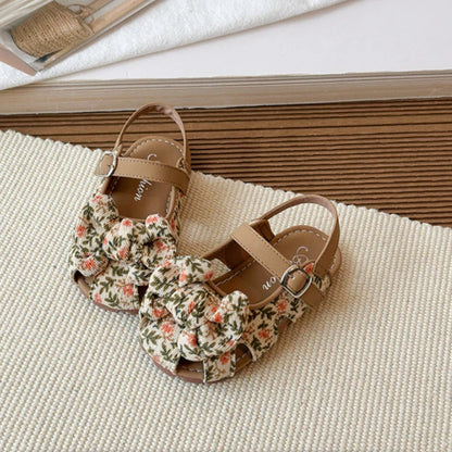 Summer 2026 Girls Sandals Baby Girl Shoes Fashion Leopard Print Soft Bottom Cute Bow Girls Princess Sandals