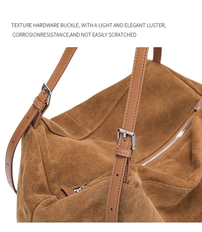 Women's Natural Nuede Genuine Leather Handbags Ladies large capacity Tote Bag Female Design Luxury Commuting Yoga Bag  hobo bag