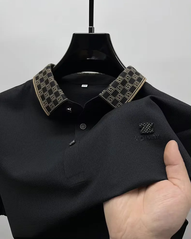 High-end brand short sleeve men's POLO shirt Summer New fashionable and personalized print design breathable ice silk T-shirt