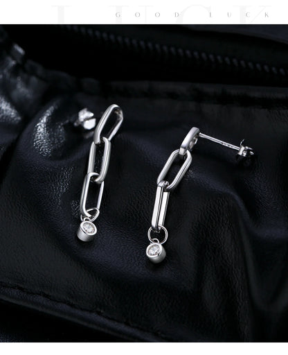 VVS1 Clarity D Color Moissanite Earrings 925 Sterling Silver Fashion Link Chain Stud Earrings For Women Fine Jewelry