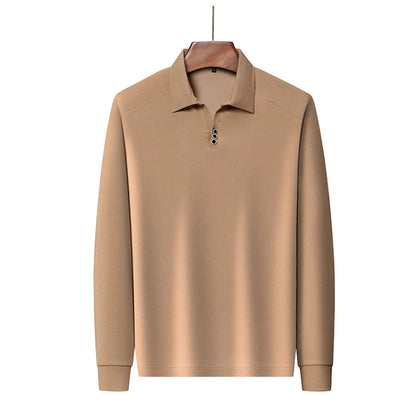 High quality brand long sleeve men's polo shirt autumn fashion customization high-end slim fit top casual business T-shirt