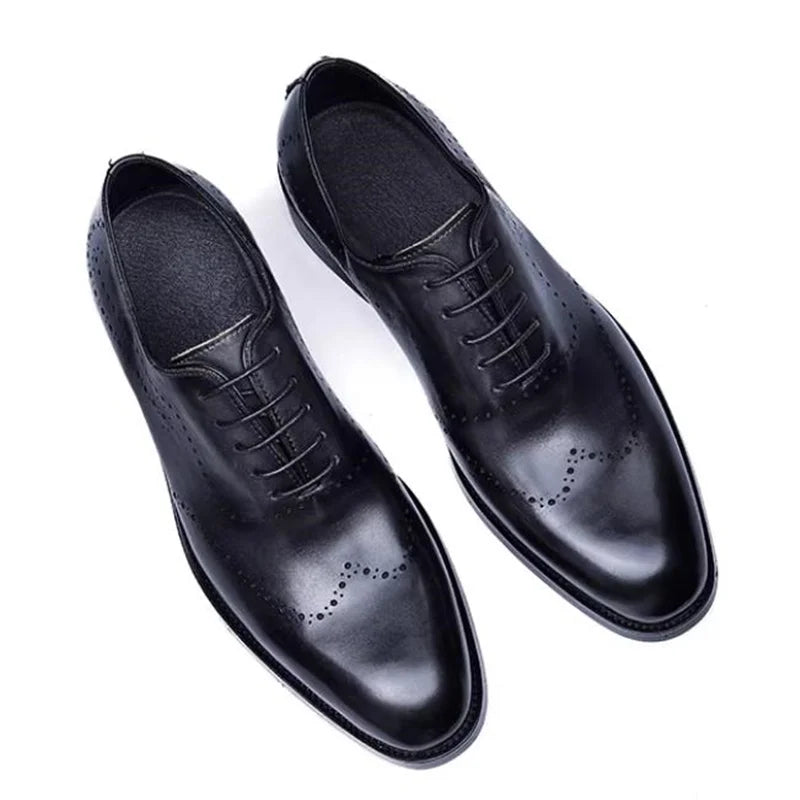 High Quality Cowhide Leather Shoes Men New Style Business Formal Shoes Lace-up Oxford Dress Shoes For Man
