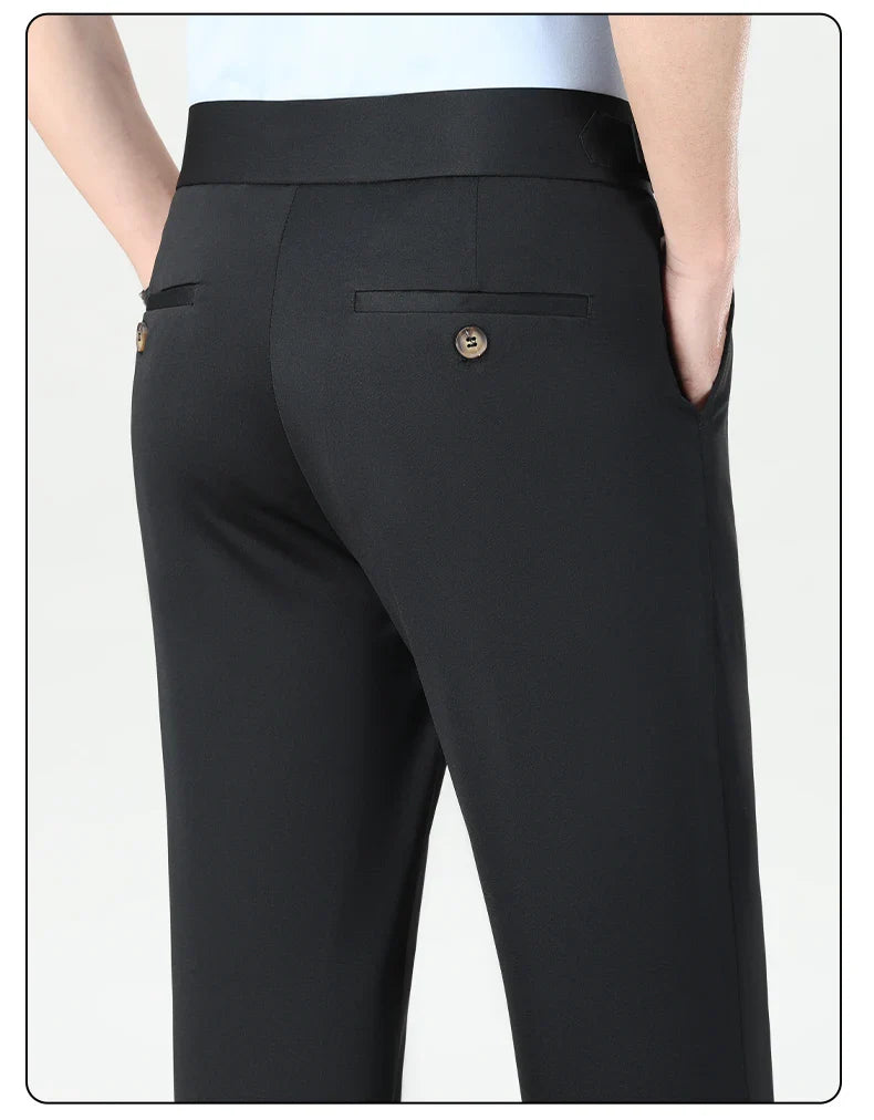 Mens Dress Pants Elastic Business Casual Pants Groom Wedding Party Formal Pants for Men Office Commute Pants