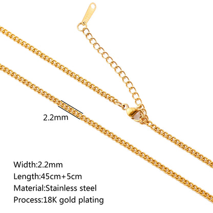 5pc 18K Gold Color PVD Plated Stainless Steel Cuba Cross O Ripple Twisted Chain Necklace Adjustable Chain DIY Necklace Wholesale