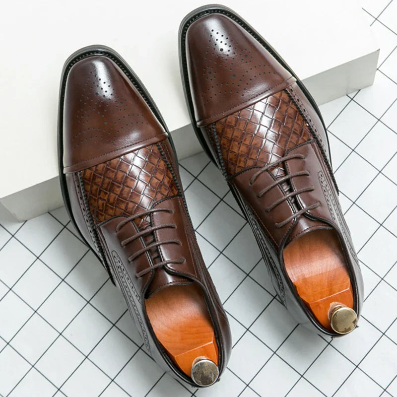 Fashion Brogue Shoes Dress Wedding Social Office Leather Shoes For Men Classic Casual Business Party Formal Leather Shoes Man