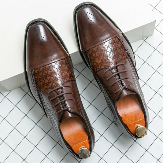 Fashion Brogue Shoes Dress Wedding Social Office Leather Shoes For Men Classic Casual Business Party Formal Leather Shoes Man