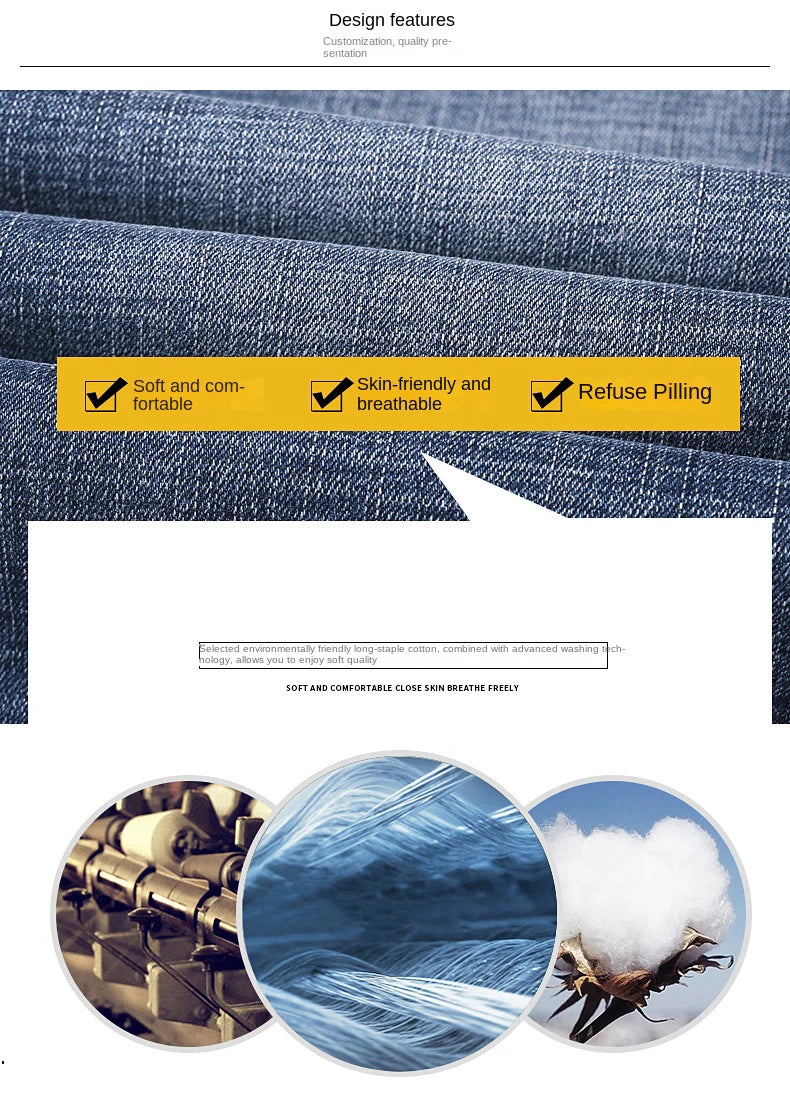 New Autumn and Winter  Plus Size 40 42 44 Men Straight Loose Jeans Business Fashion Denim Stretch Pants Male Brand Trousers