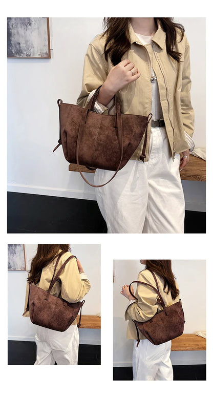 2025 Hot Sale Autumn Soft Women's Handbags Faux Suede Solid Color Large Capacity Shoulder Bag Casual Versatile Ladies Bags