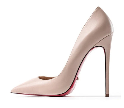 12CM Brown Patent Leather Pumps Women Red Bottom Heels Elegant High Heeled Stilettos Evening Shoe for Party