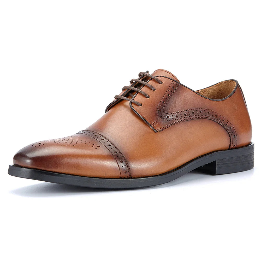Men's First Layer Cowhide Leather Three-Joint Formal Business Dress Shoes for Office And Meeting