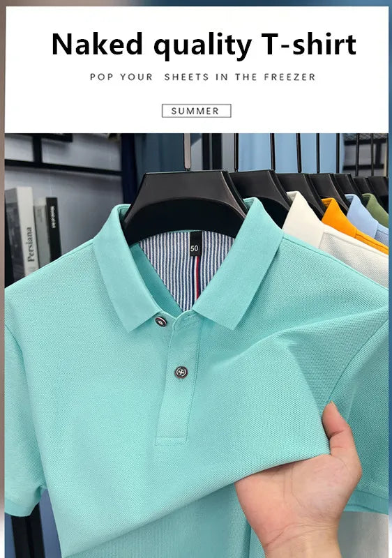100% pure cotton high-end short sleeve polo shirt men's summer fashion new breathable Korean business casual golf brand T-shirt