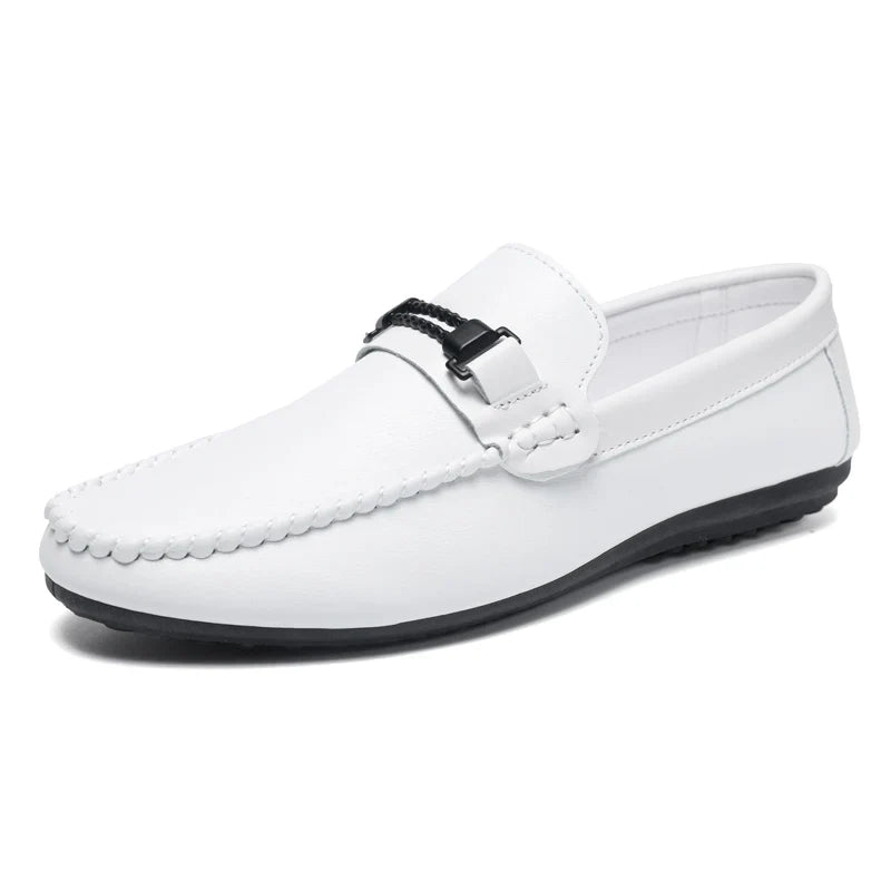 Trend White Loafers Man Big Size 46 Breathable Lightweight Men's Leather Shoes Comfortable Casual Shoes Men Driving Shoes