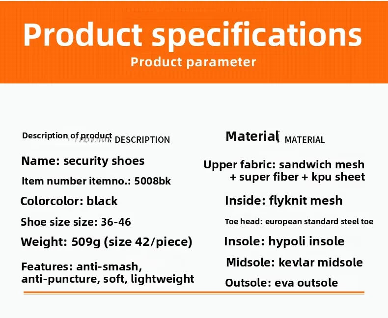 Safety Shoes Men Shoes Breathable Anti Smashing Puncture Comfortable Men's Safety Tennis Steel Toe Cap Puncture