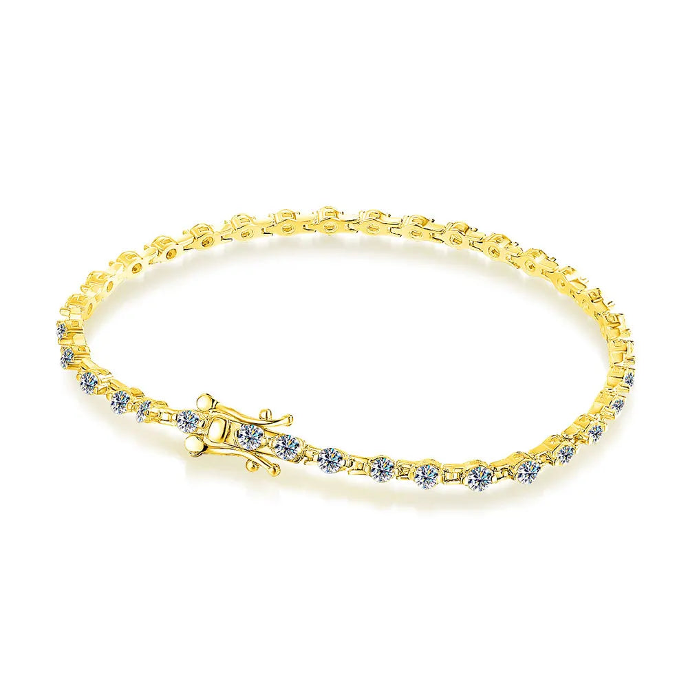 3mm D VVS1 Moissanite Tennis Bracelet Solid s925 Sterling Silver Plated 18k White Gold with GRA Bracelets for Women Man