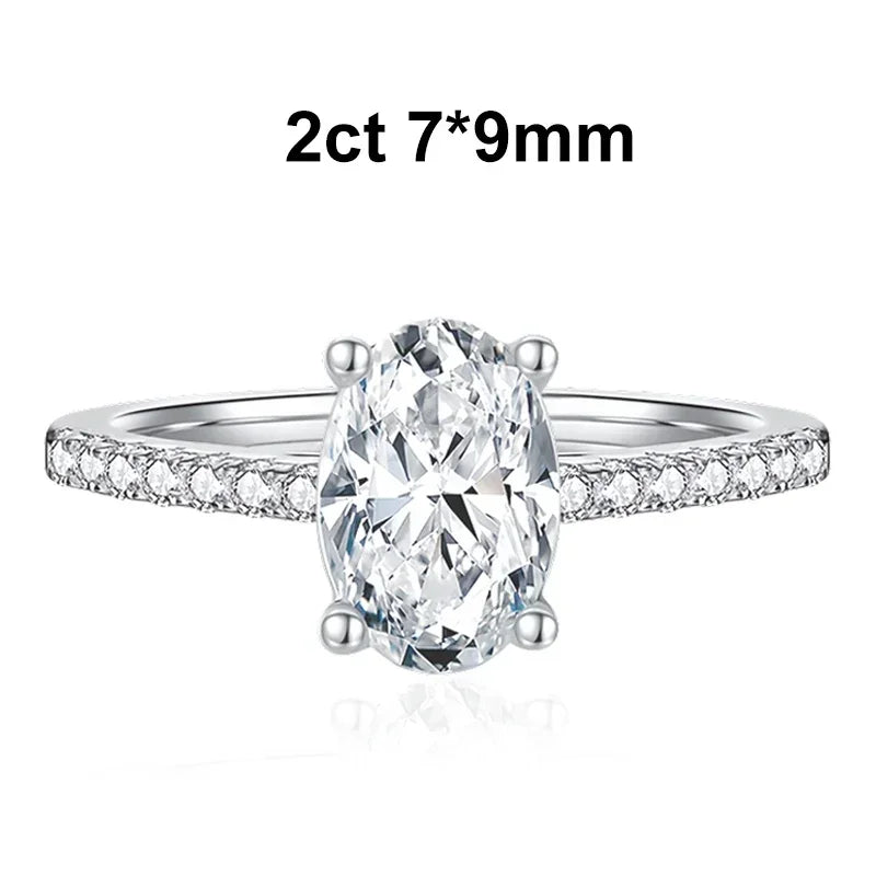 1ct 2ct Oval Cut Moissanite Ring for Women 925 Sterling Silver with Gold Plated Lab Diamond Rings Bands Fine Jewelry Gift