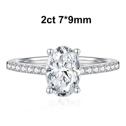 1ct 2ct Oval Cut Moissanite Ring for Women 925 Sterling Silver with Gold Plated Lab Diamond Rings Bands Fine Jewelry Gift