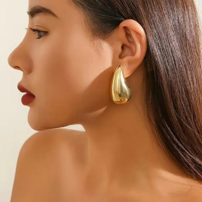 5CM Stainless Steel Water Drop Earring for Women Chunky Hollow Smooth Exaggerated Thick Large Jewelry 2023 New Design
