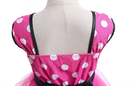Minni Mouse Baby Girls Dress Fancy Birthday Party Cosplay Costume Polka Dot Cute Carnival Party Easter Costume for 1-5 Years