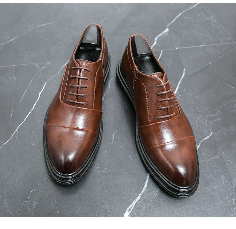Men Genuine Leather Shoes Fashion Men Comfortable Daily Business Casual Formal Lace-up Men Dress Footwear Shoes Chaussure Homme
