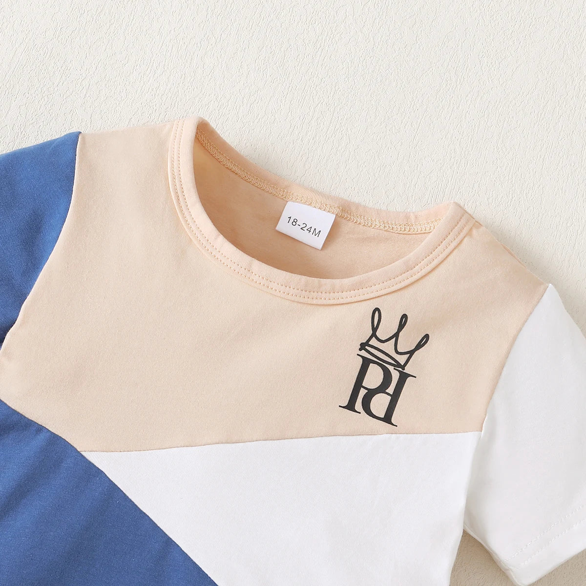 2PCS Handsome Child Boy Clothes Set Color Block Short Sleeve T-shirt+Shorts Fashion Summer Leisure Time Outfit Kid Boy 1-6 Years