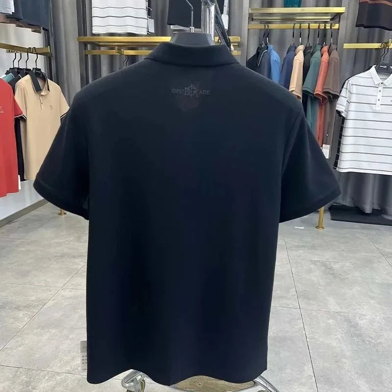 Designer brand 100%cotton short sleeve polo shirt summer trend letter embossed lapel top casual golf T-shirt business men's wear