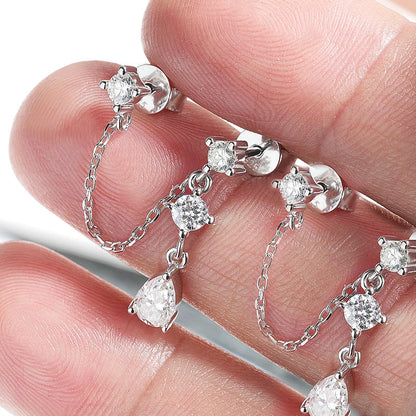 D VVS1 Moissanite Earrings for Women GRA Certified Pear Cut Pendant Tassel Earring Solid s925 Silver Dainty Ear Ring