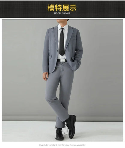 S-8XL Suit Men's Fashion Casual Outdoor (Blazer+ Pants) Gentleman Business Wedding Slim-fit Formal British Style Wedding Suit