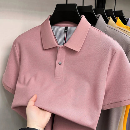 100% pure cotton high-end short sleeve polo shirt men's summer fashion new breathable Korean business casual golf brand T-shirt