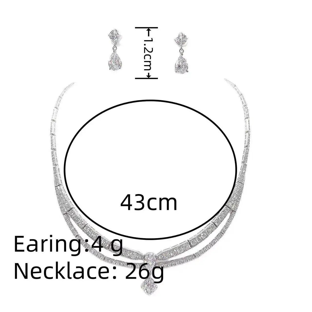 High Quality Cubic Zirconia Bridal Wedding Jewelry Water Drop Pedant Necklace 2PCS Set Lady Party Accessories X0654
