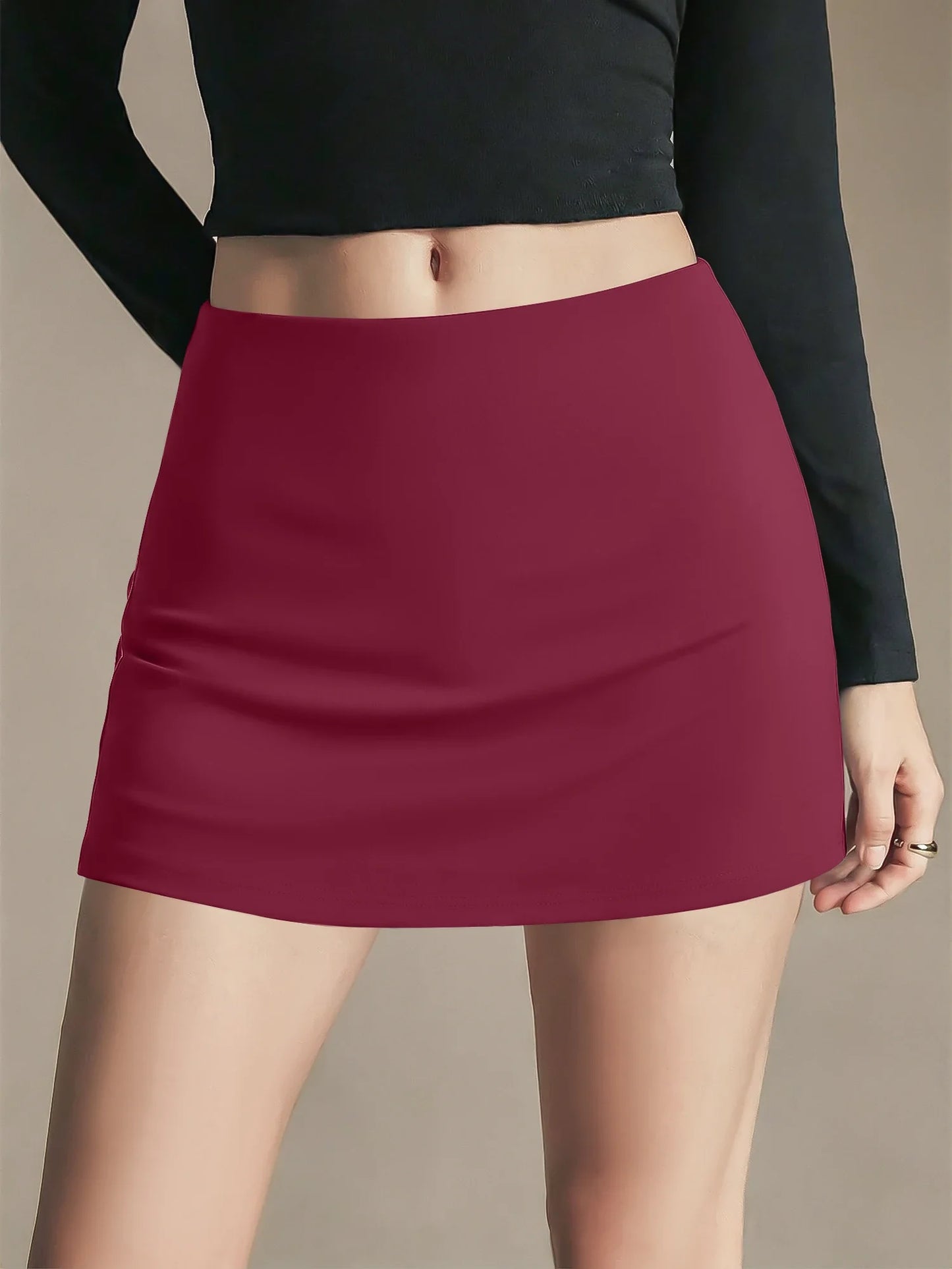 Hot Girl Style High-Elastic Anti-Exposure Mini Skirt,Fake Two-Piece Design for Instant Long Legs,Perfect for Commute,Fitness