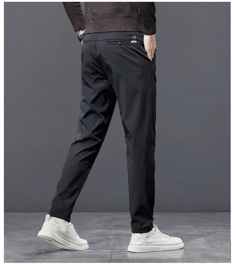 Spring Autumn Men's Golf Casual Pants Solid Color Elastic Waist Design Business Trousers Straight Stretch Korean New Male Pants