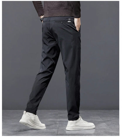 Spring Autumn Men's Golf Casual Pants Solid Color Elastic Waist Design Business Trousers Straight Stretch Korean New Male Pants